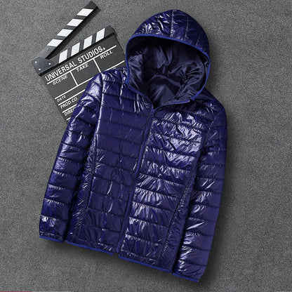 Men's nano ultra-light hooded padded jacket with pack function and windproof shell EVA-US