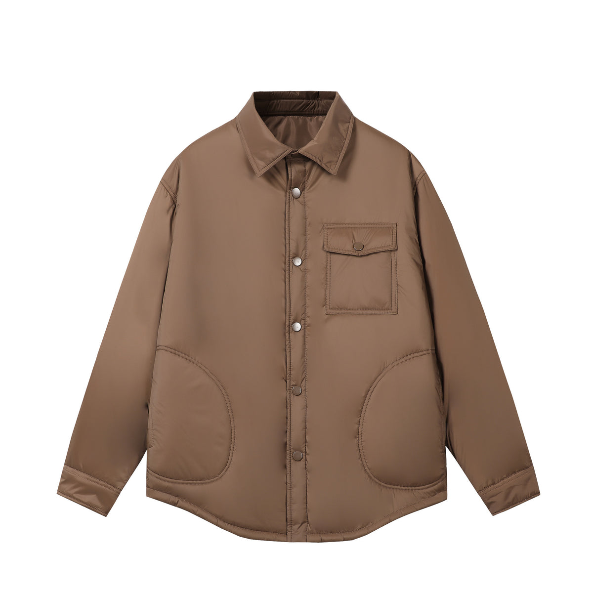 Unisex Short Cut Thermal Shirt Jacket with Shirt Collar and Flap Pocket EVA-US