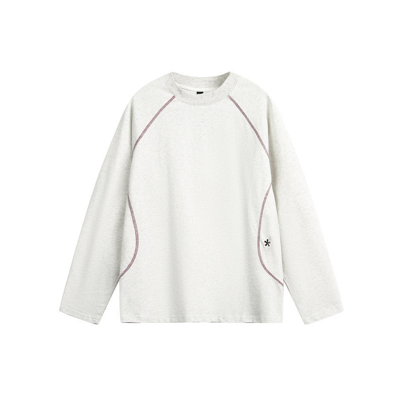 Unisex Relaxed-Fit Long Sleeve Shirt with Crew Neck, Contrasting Flatlock Seams and Soft Loopback Finish EVA-US