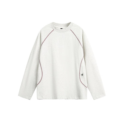 Unisex Relaxed-Fit Long Sleeve Shirt with Crew Neck, Contrasting Flatlock Seams and Soft Loopback Finish EVA-US