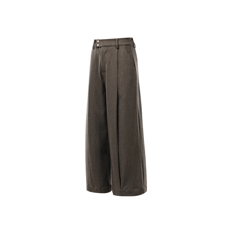 Ladies High-Waisted Culotte Pants with Center Seam, Crease and Double Button Waistband EVA-US