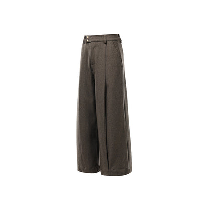 Ladies High-Waisted Culotte Pants with Center Seam, Crease and Double Button Waistband EVA-US