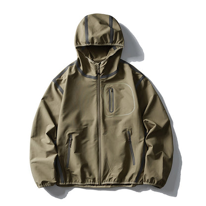 Unisex Waterproof Softshell Outdoor Jacket with Welded Seams and Hood EVA-US