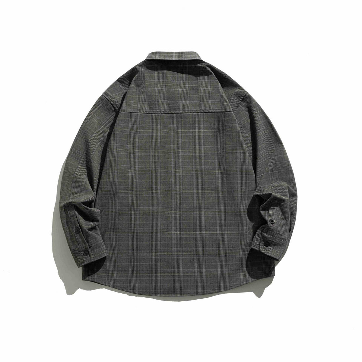 Men's Boxy Glencheck Shirt Jacket with Extended Hem and Patch Chest Pocket EVA-US
