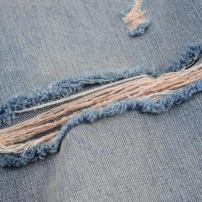 Ladies Wide-Cut Destroyed Jeans with Low Rise and Straight Leg EVA-US