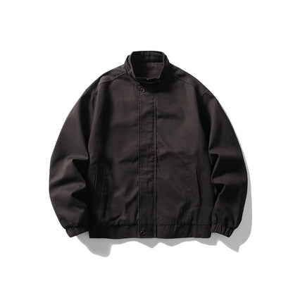 Men's Short Cut Functional Canvas Blouson Jacket with High Stand-Up Collar EVA-US