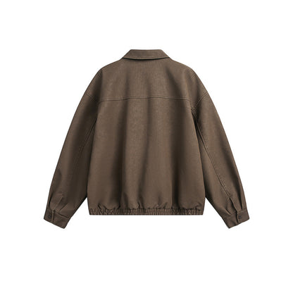 Unisex Boxy Blouson Jacket with Full Metal Zip and Shirt Collar EVA-US