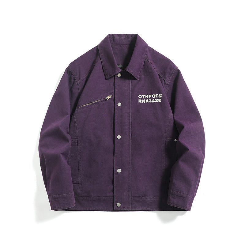 Unisex short jacket in workwear look with diagonal zipper chest pocket EVA-US