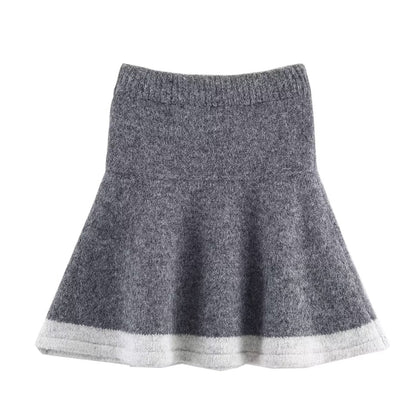 Women's Two-Piece Knit Set with Norwegian Pattern Cardigan and Flared Skirt EVA-US