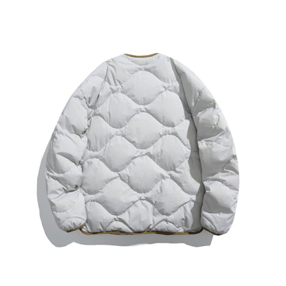 Unisex Boxy quilted liner jacket in oversized style with round neckline EVA-US