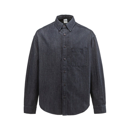 Men's Boxy Shirt Jacket made of sturdy twill with rounded hem EVA-US