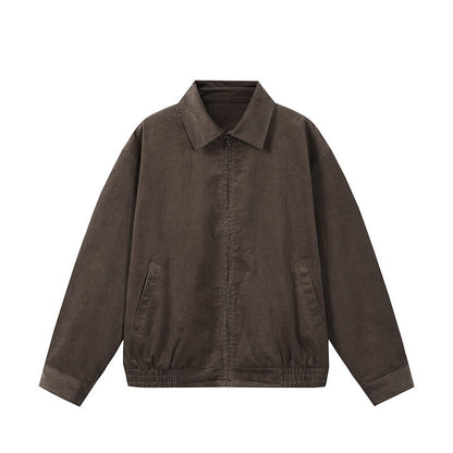 Men's casually cut corduroy blouson jacket with concealed zipper and elastic hem