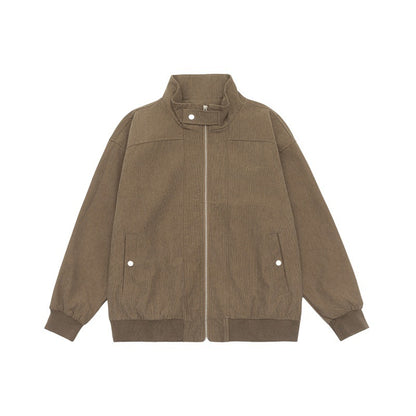 Unisex Teddy-Fleece Bomber Jacket with Stand-up Collar and Snap-button Pockets EVA-US