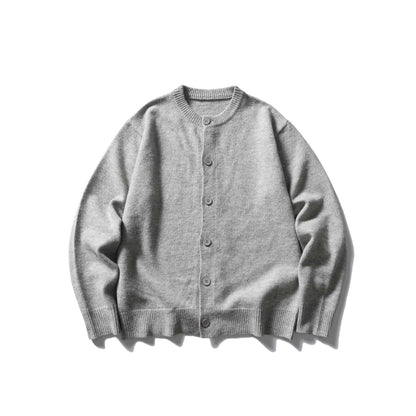Women's fine knit cardigan with round neck, continuous button placket and wide ribbed cuffs EVA-US
