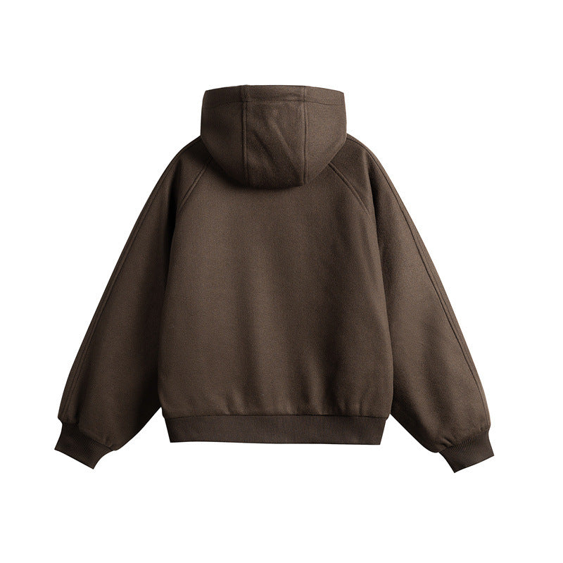 Unisex Oversize Hooded Sweatshirt made of Wool Blend with Zipper and Kangaroo Pockets EVA-US