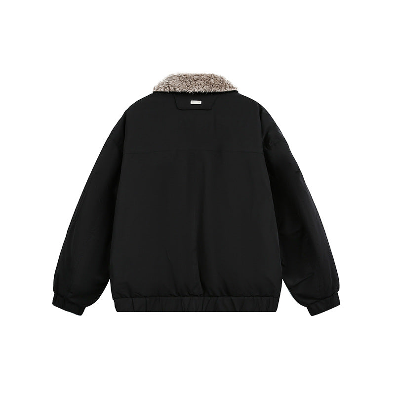 Men's Lined Bomber Jacket with Teddy Collar and Utility Pockets EVA-US