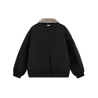 Men's Lined Bomber Jacket with Teddy Collar and Utility Pockets EVA-US