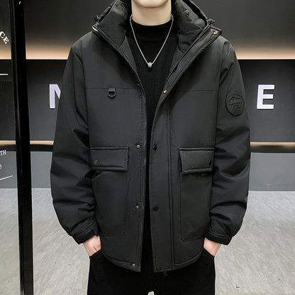 Men's Padded Short Parka with Hood windproof water-repellent and multifunctional pockets EVA-US