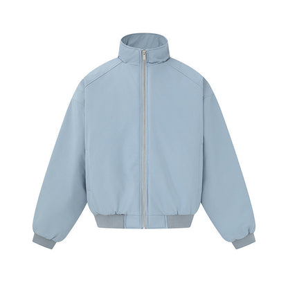Unisex Boxy-Bomber Jacket with High Stand Collar and Elastic Hem EVA-US