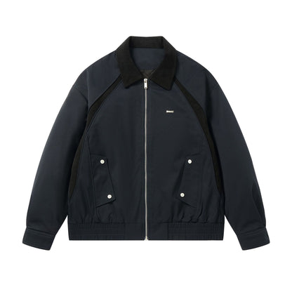 Men's cropped boxy blouson with corduroy collar, two-way zipper, and flap pockets EVA-US