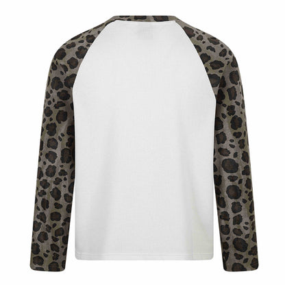 Ladies Long Sleeve Thermal Shirt with Raglan Sleeves and Leopard Inserts EVA-US