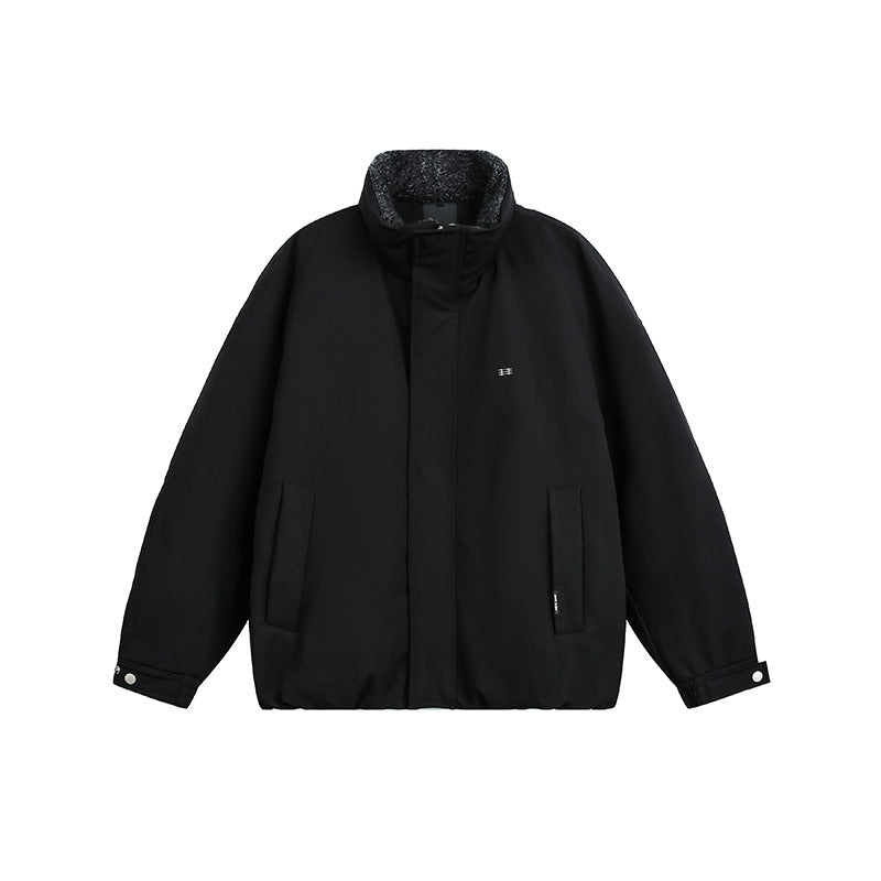 Men's Oversize Quilted Jacket with High Collar and Teddy Lining EVA-US