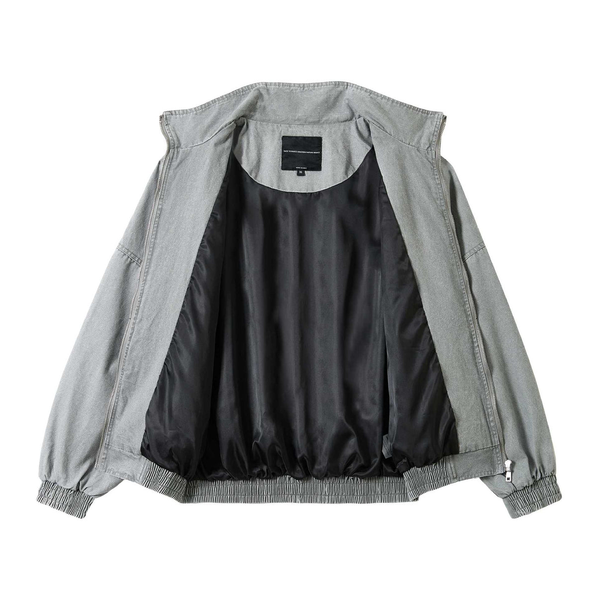 Unisex Short Cut Washed Canvas Utility Jacket with High Stand-Up Collar EVA-US