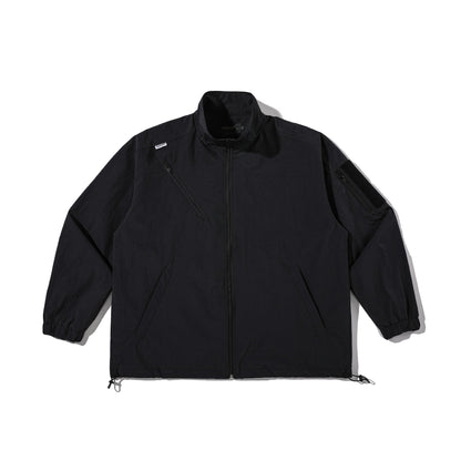 Unisex Lightweight Technical Wind Parka with Drawstring, Zipper Pockets and Sleeve Utility Pocket EVA-US