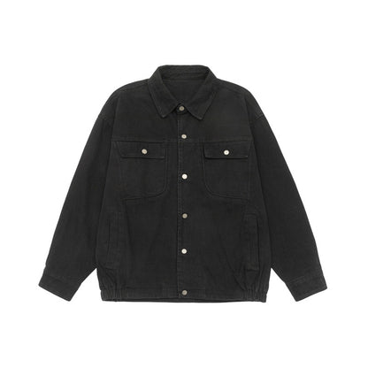 Unisex Oversize Workwear-Bomber Jacket with Snap Front and Elastic Waist EVA-US