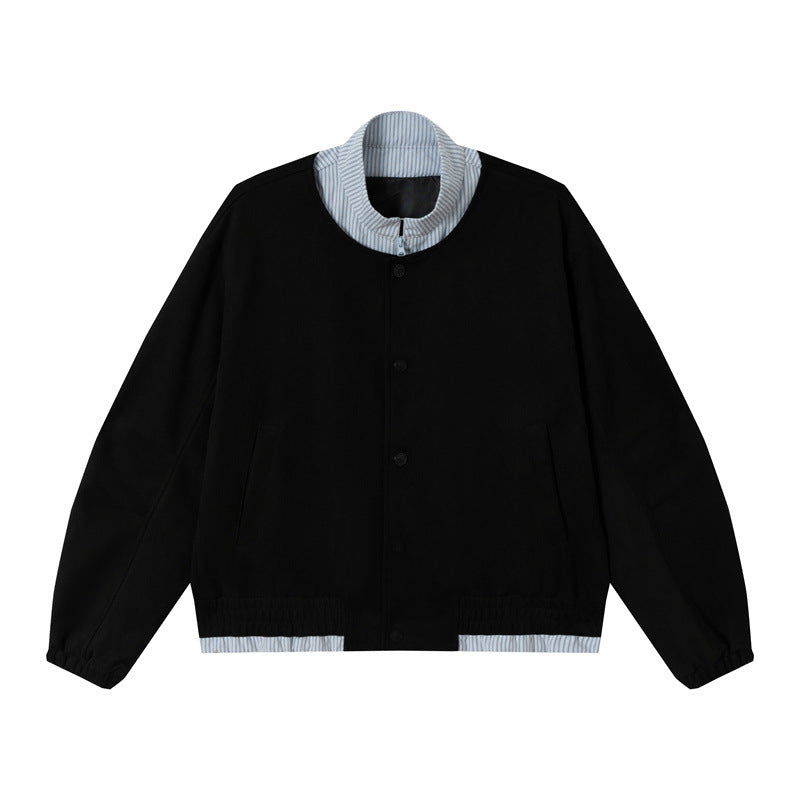 Unisex Short Cropped Boxy Blouson Jacket made of Cotton Blend with Quilted Lining and Stand-Up Collar EVA-US