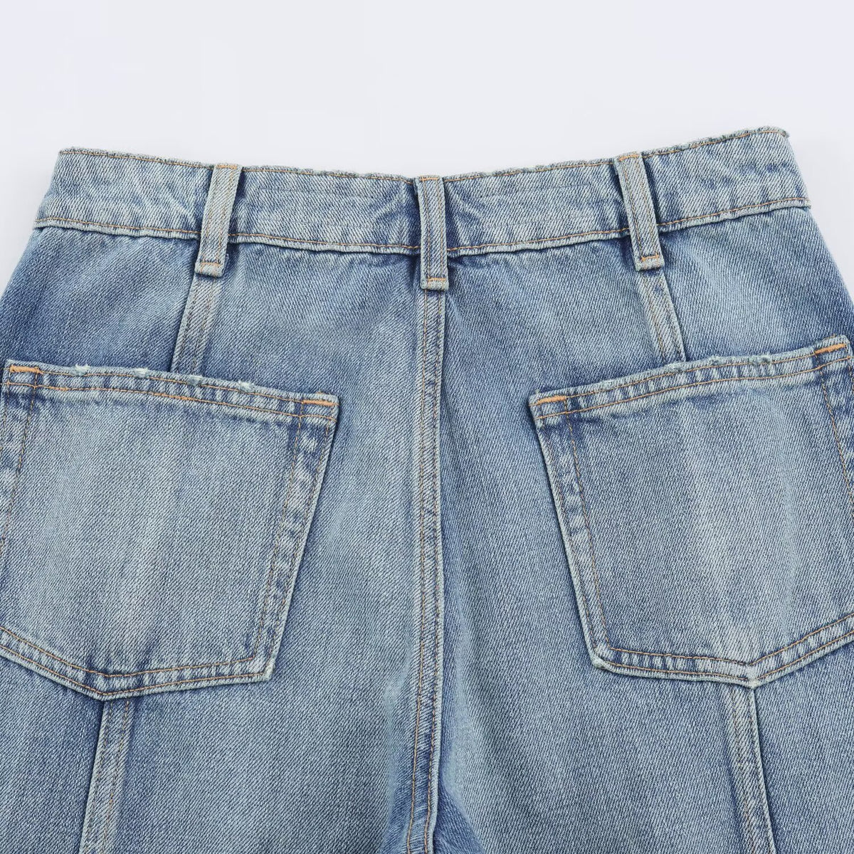 Women's cargo jeans with wide legs, high waist and patch thigh pockets EVA-US