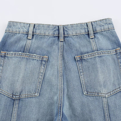Women's cargo jeans with wide legs, high waist and patch thigh pockets EVA-US