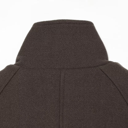 Ladies short cape jacket made of wool blend with high standing collar, double-breasted and tie belt EVA-US