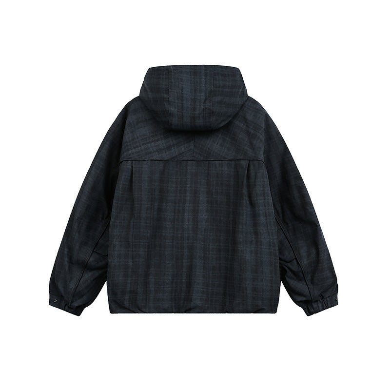 Unisex Oversize Utility Hoodie with checkered pattern and drawstring EVA-US