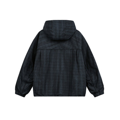Unisex Oversize Utility Hoodie with checkered pattern and drawstring EVA-US