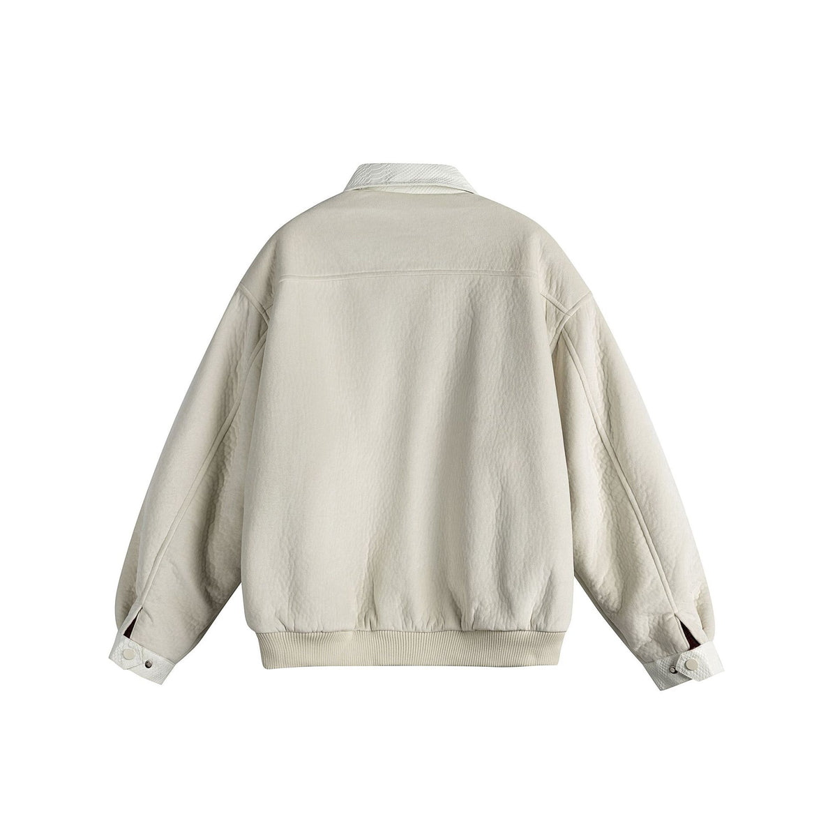 Unisex Oversize Blouson Jacket made of Velours-Suede with reptile embossed trim and warming teddy lining EVA-US