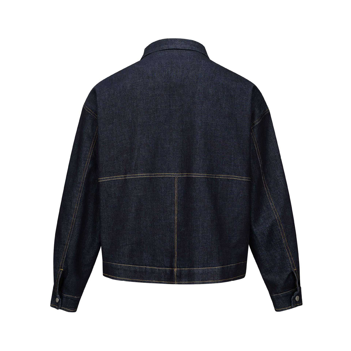 Unisex Tailored Denim Jacket with Metal Zipper and Flap Pockets EVA-US