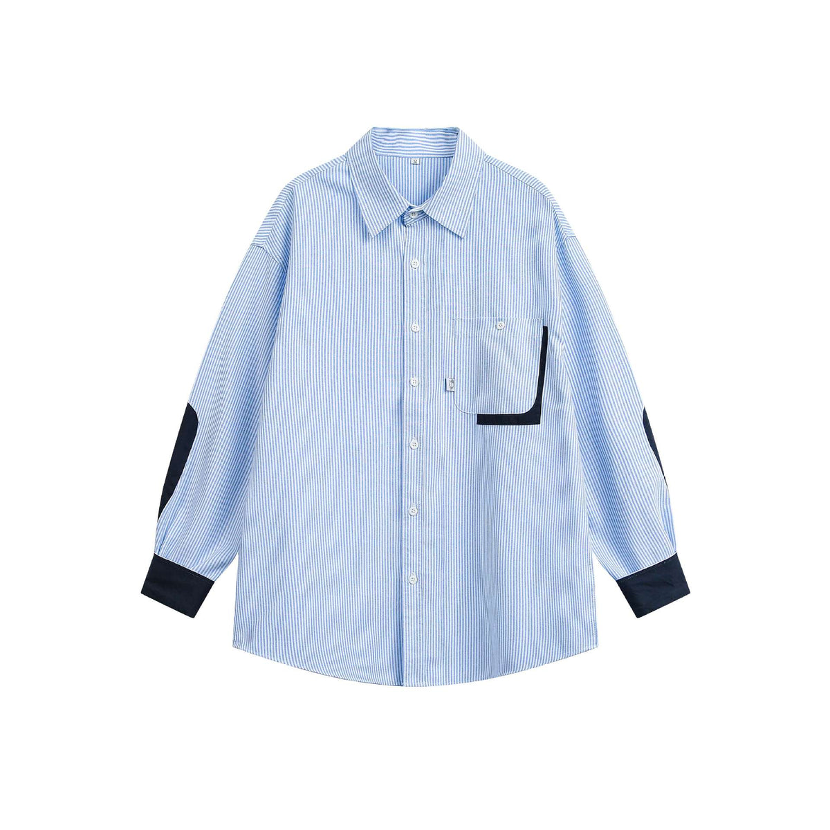 Unisex Wide Striped Shirt in Shirt Jacket Style with Contrast Details EVA-US