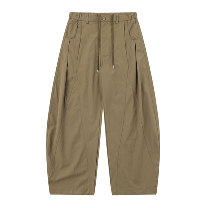 Women's High-Waist Cropped Cargo Pants with Quilted Panels and Drawstring