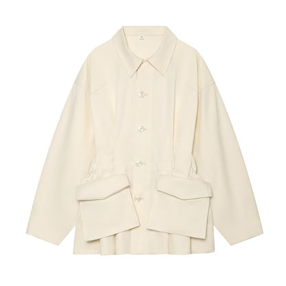Women's short jacket in utility style with a loose fit and large flap pockets EVA-US