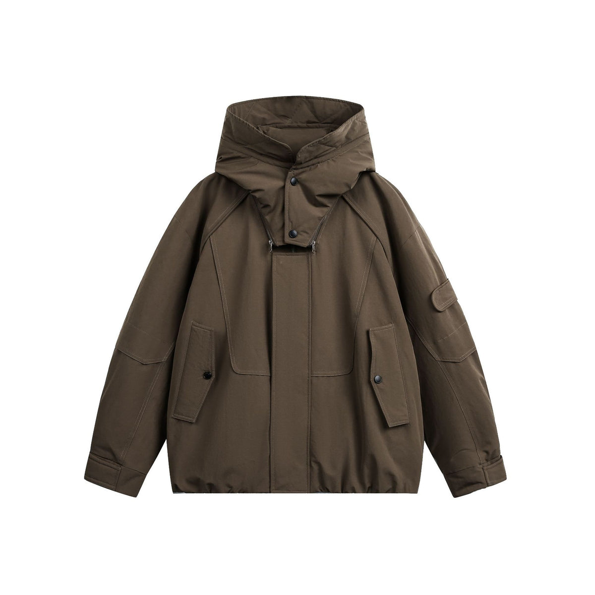 Men's Oversize Functional Parka with High Stand-Up Hood and Utility Pockets EVA-US