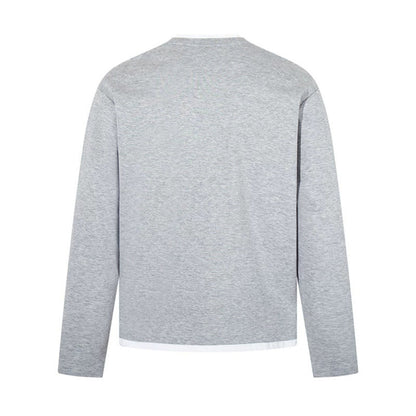 Men's Long-Sleeve Henley Layer Shirt with Contrasting Inner Collar and Modern Regular Fit EVA-US
