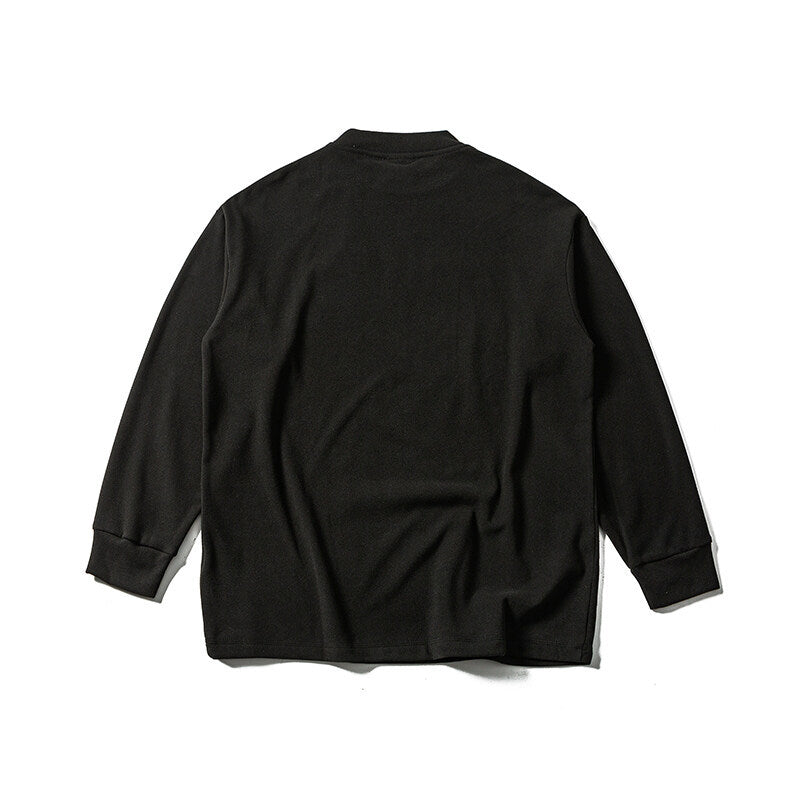 Unisex Oversize-Long sleeve shirt with mock neck made of cotton blend EVA-US