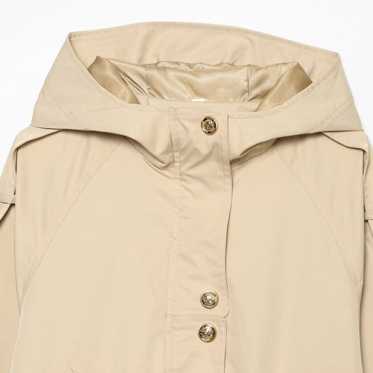 Women's short parka with hood, drawstring waist and flap pockets EVA-US