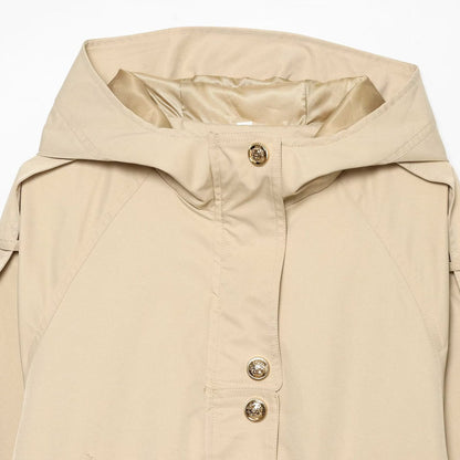 Women's short parka with hood, drawstring waist and flap pockets EVA-US