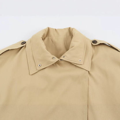 Women's short trench coat in oversized cut with double button placket and shoulder straps EVA-US