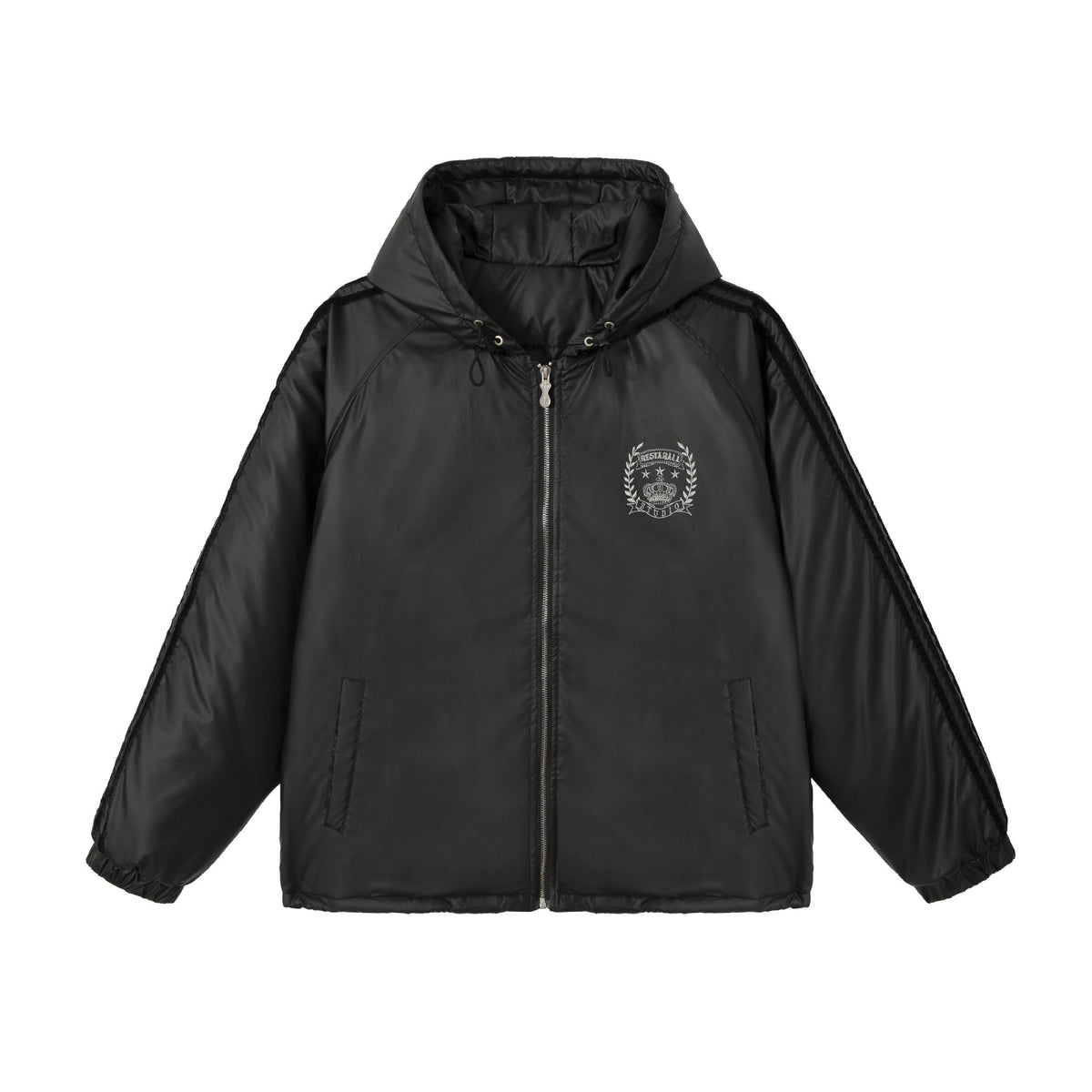 Unisex Boxy-padded Hoodie with Embroidered Coat of Arms EVA-US