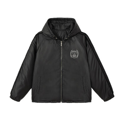 Unisex Boxy-padded Hoodie with Embroidered Coat of Arms EVA-US