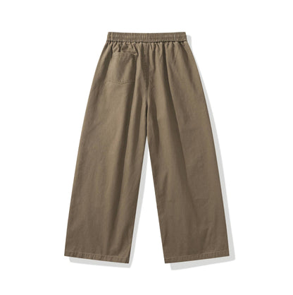 Women's wide cargo pants with elastic waistband and drawstring