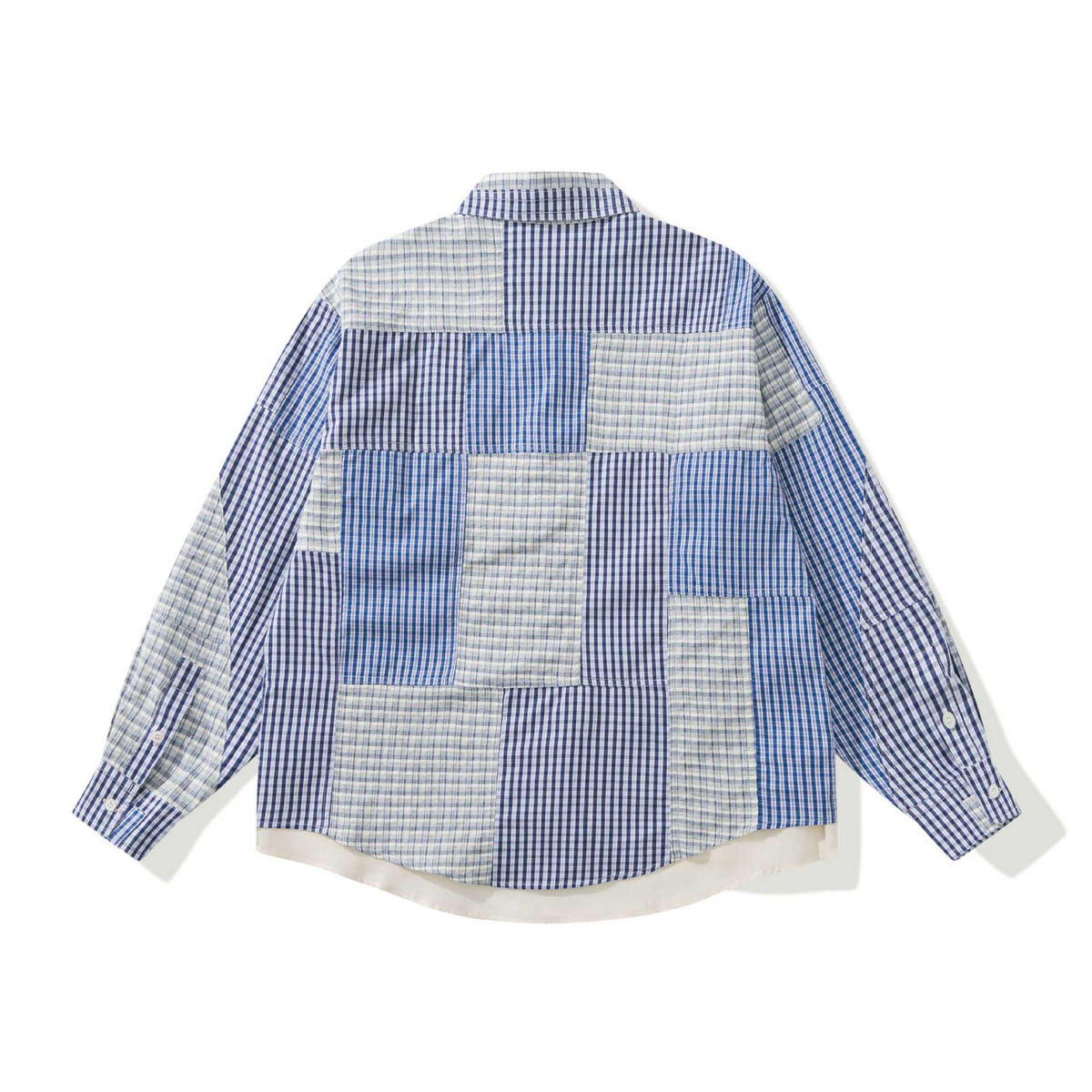Unisex Patchwork-checked Overshirt with extended hem EVA-US